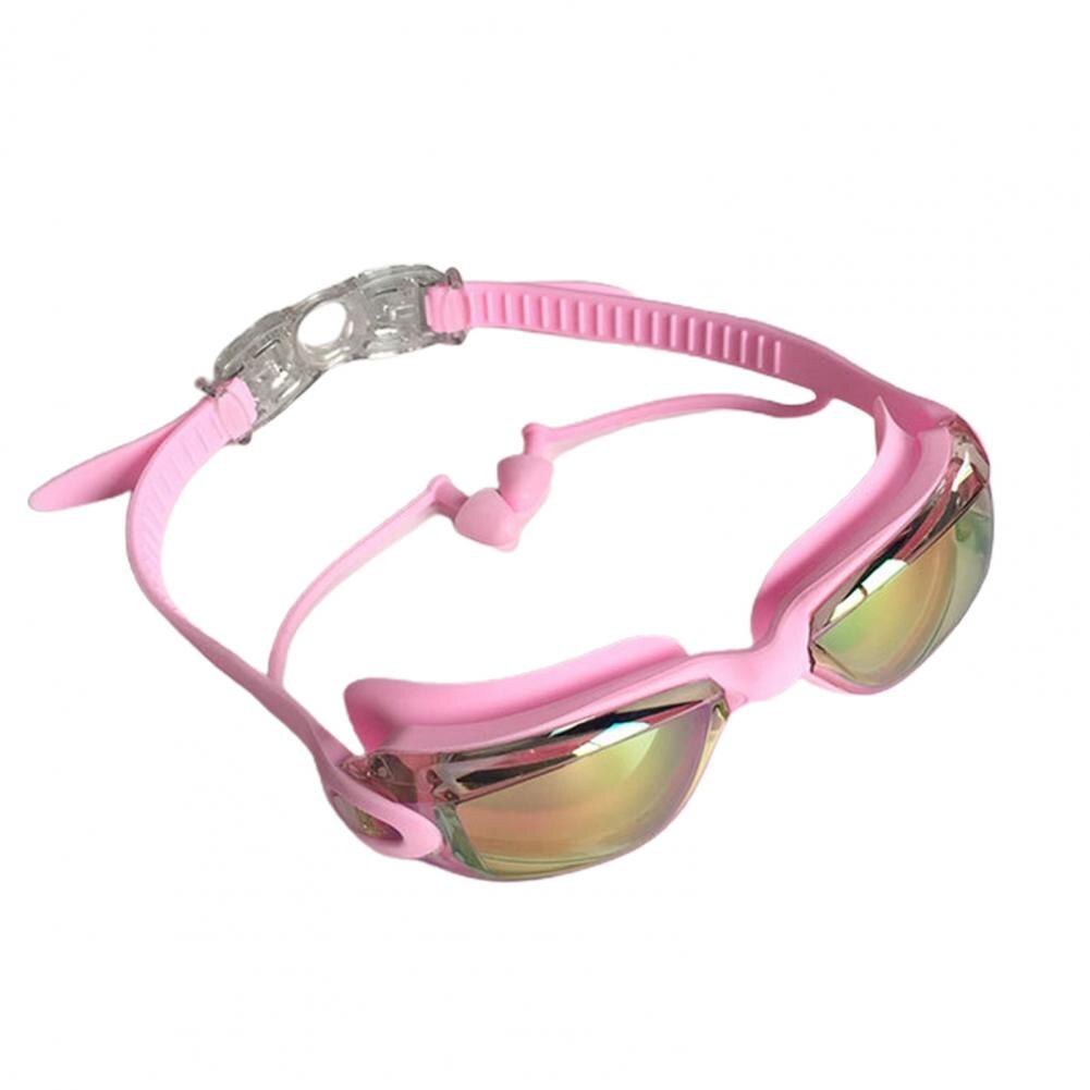 Zwembril Zwemmen Bril W/Oordopjes Neusklem Galvaniseren Waterdicht Wide Vision Swim Eyewear Очки Для Плавания Adluts: Roze