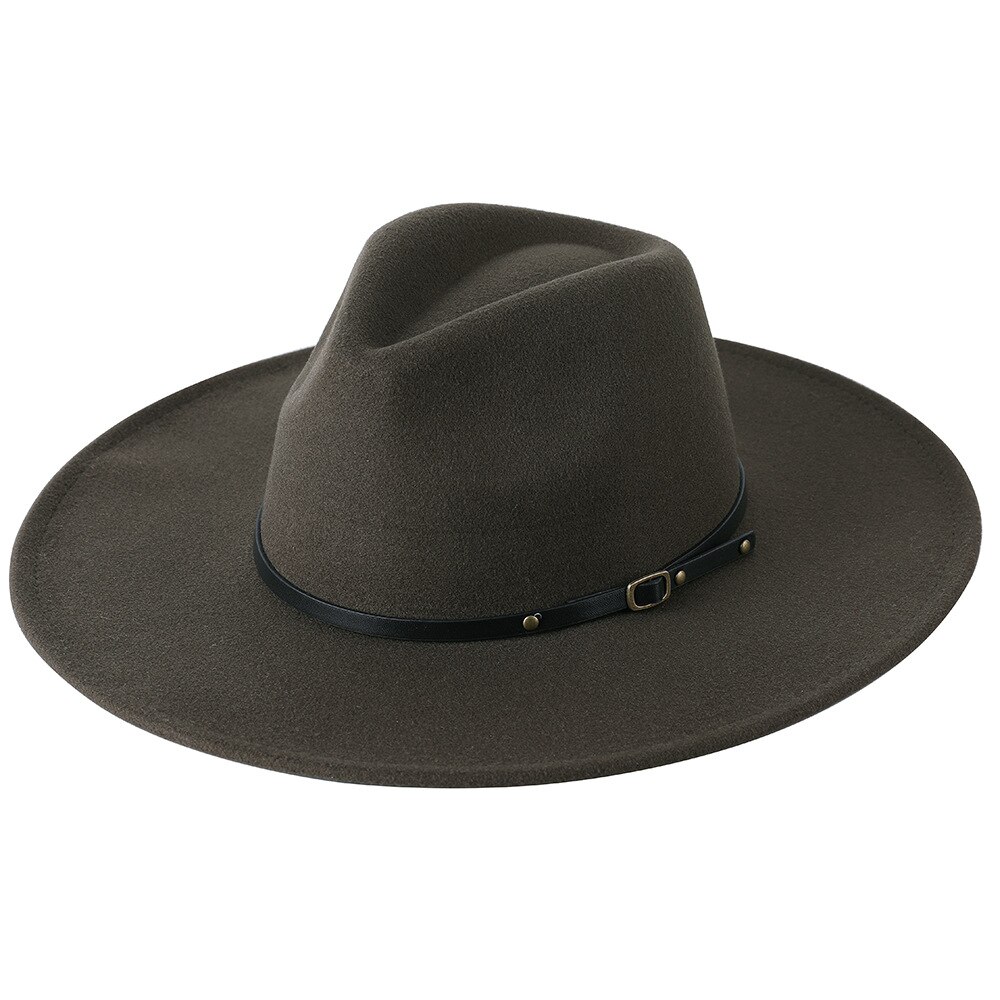 Chapeau Fedora en laine à large bord pour homme et femme, couleur unie, , Jazz, feutré, Panama, jaune: vert militaire