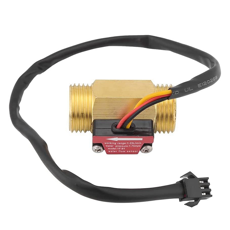 1 Piece Of Yf-B1 Turbine Water Flow Sensor G1 / 2 Inch Electromagnetic Brass In-Line Hall Switch Male Thread 1-25 L/Min