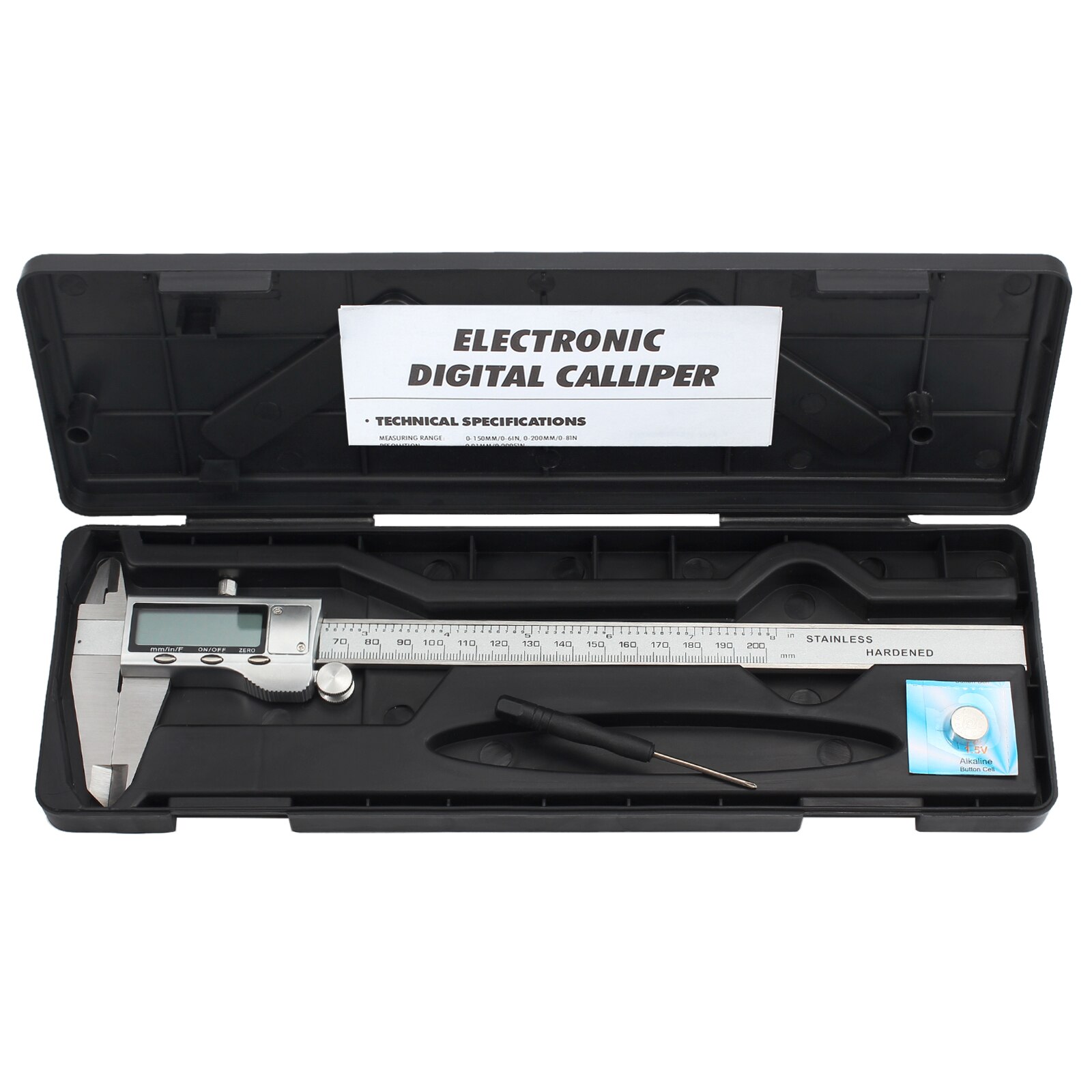 Neoteck Digital Vernier Caliper Feeler Gauge 150mm/6Inch Stainless Steel Electronic Caliper Fractions/Inch/Metric Measuring Tool