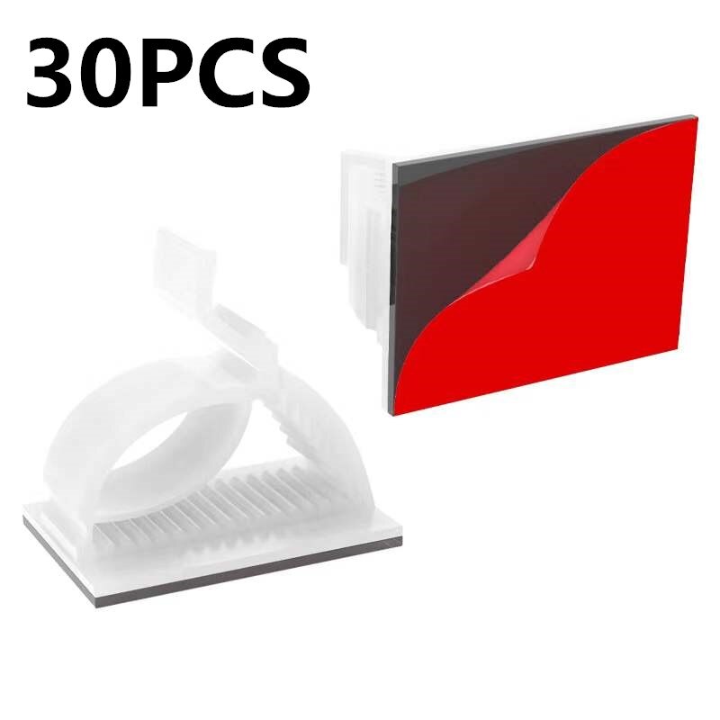 Adjustable USB Cable Organizer Clamp Cable Winder Management Protector Desktop Clip Car Wire Holder Mouse PC Keyboard Manager: 30PCS-White