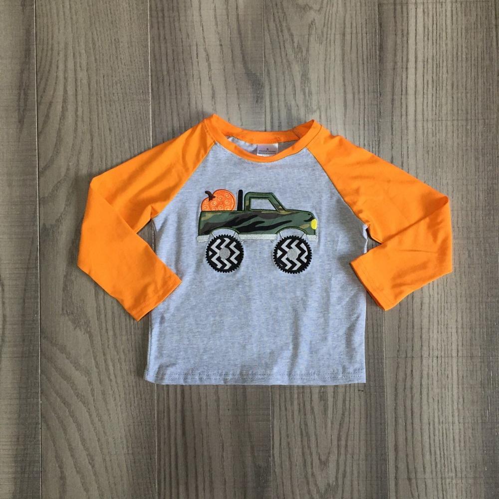 Girlymax Thanksgiving Fall/Winter baby Boys boutique t-shirts clothes Trucker cotton pumpkin top Camo raglans long sleeve: 7