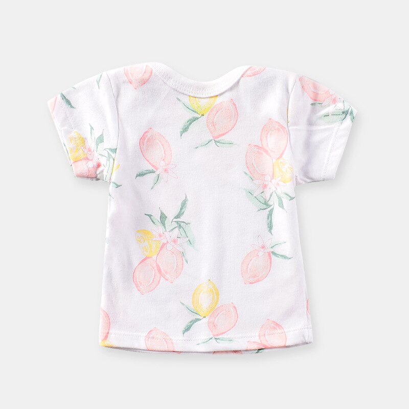 Baby Mädchen Druck Mantel Sommer Kurzen Ärmeln T-Shirt Dünne, Weiche Baumwolle Kleidung T: Pfirsich / 3M