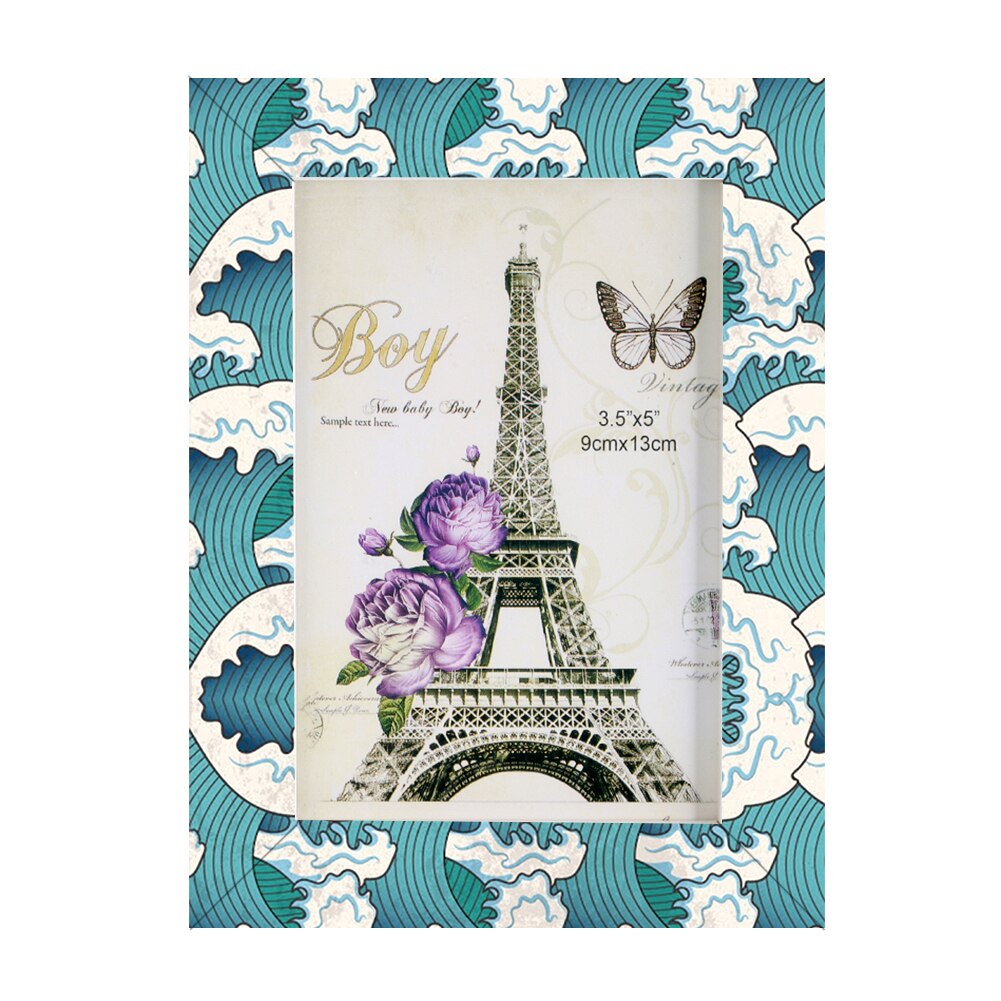 Bleu clair Motif Vagues En Bois Cadre Photo Tableau Maison BRICOLAGE Décoration 5-10 Pouces Moderne Cadres Photo