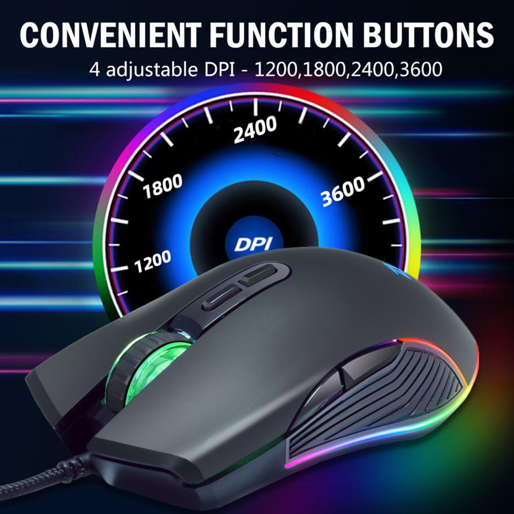 Original Wired Profession Gaming Mouse Mice 3600/7200DPI RGB Backlight LED Optical Sensor 7 Button For Laptop Computer PC Gamer