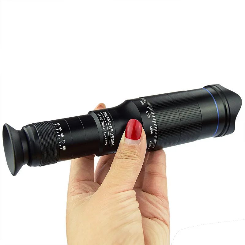 40 × Mobile Phone Telephoto Lens Adjustable Zoom High Power HD Monocular Camera Lens: black
