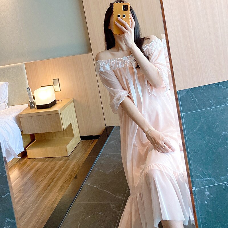 #515 vestido de noche de maternidad de algodón tejido fino de encaje dulce Reffule, ropa de noche Sexy de verano suelta para mujeres embarazadas