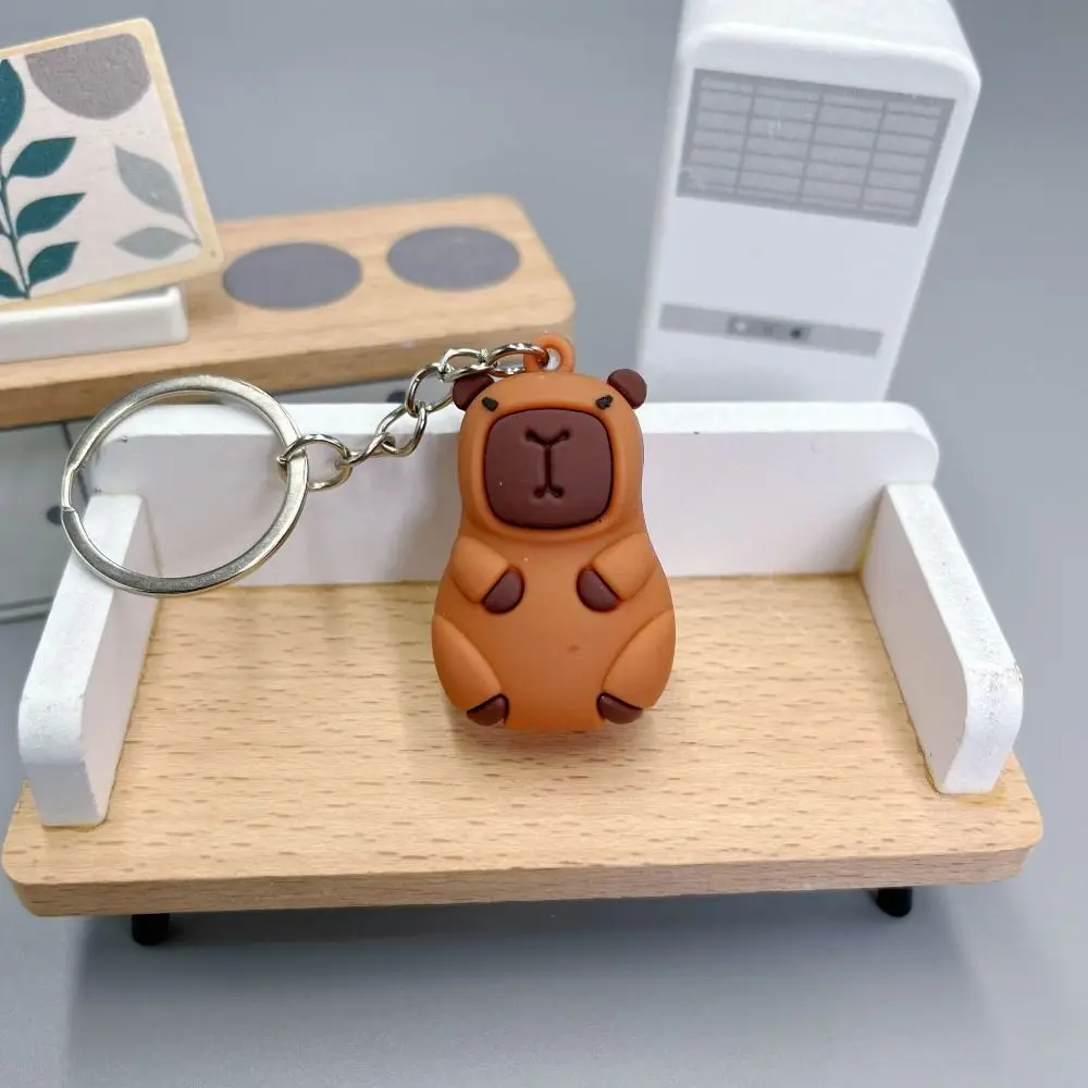Mental capybara nøkkelring søt pvc skilpadde dyr anheng vanntett myk selvklebende tegneserie nøkkelring jenter: Elfenben