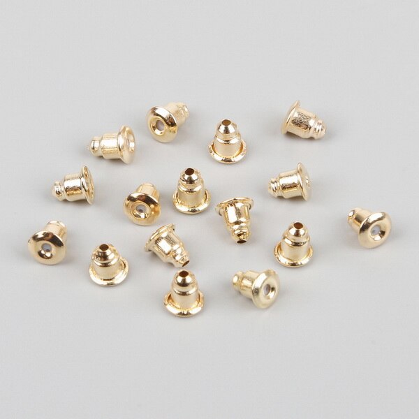 50-100pcs Jewelry Findings Metal Accessories Beads DIY Ear Plugs Post Nuts Clear Soft Silicone Rubber Earring Backs Plug Cap: 5x6mm gold 50Pcs