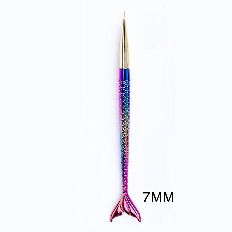 1/3 stk manicure nail art pensel pull-line pen tegning blomst havfrue hale stang maleri uv gel børster gradient holder negle værktøjer: 7mm
