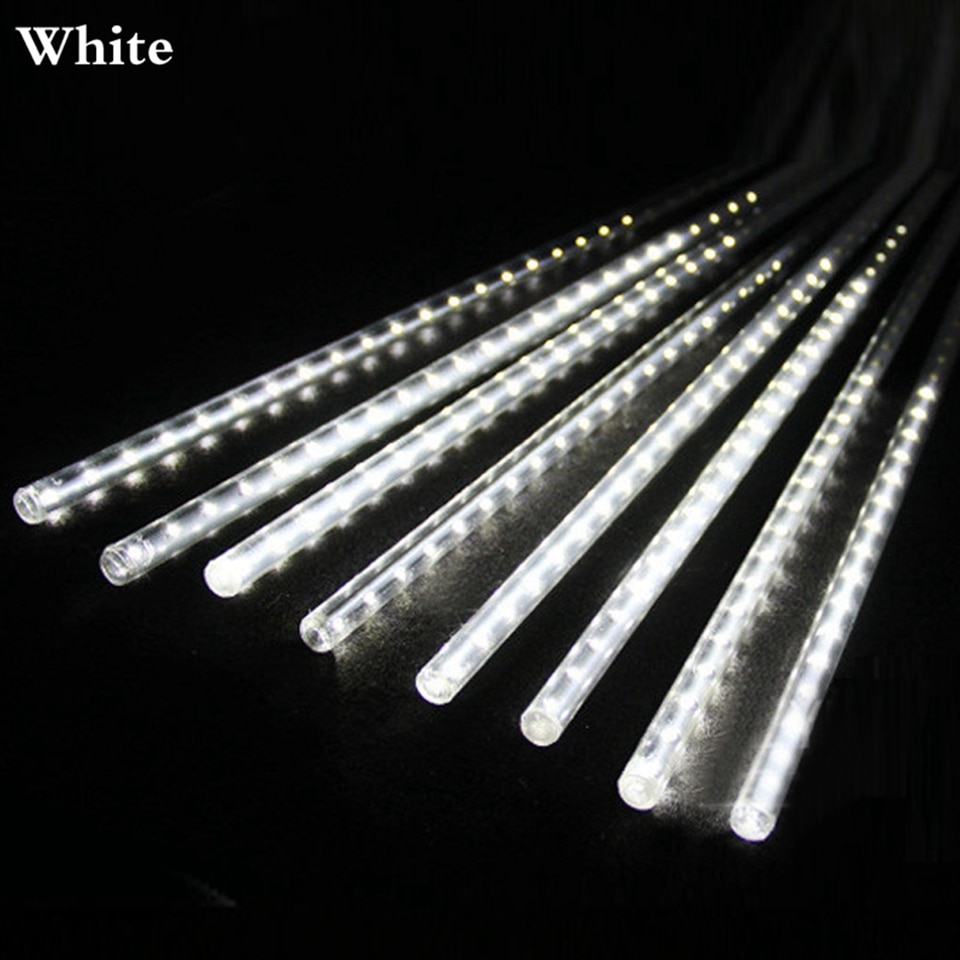 Kerstverlichting buiten voor buiten waterdichte led meteorenregen led lichtsnoer boom tuin decoratieve lamp: Wit