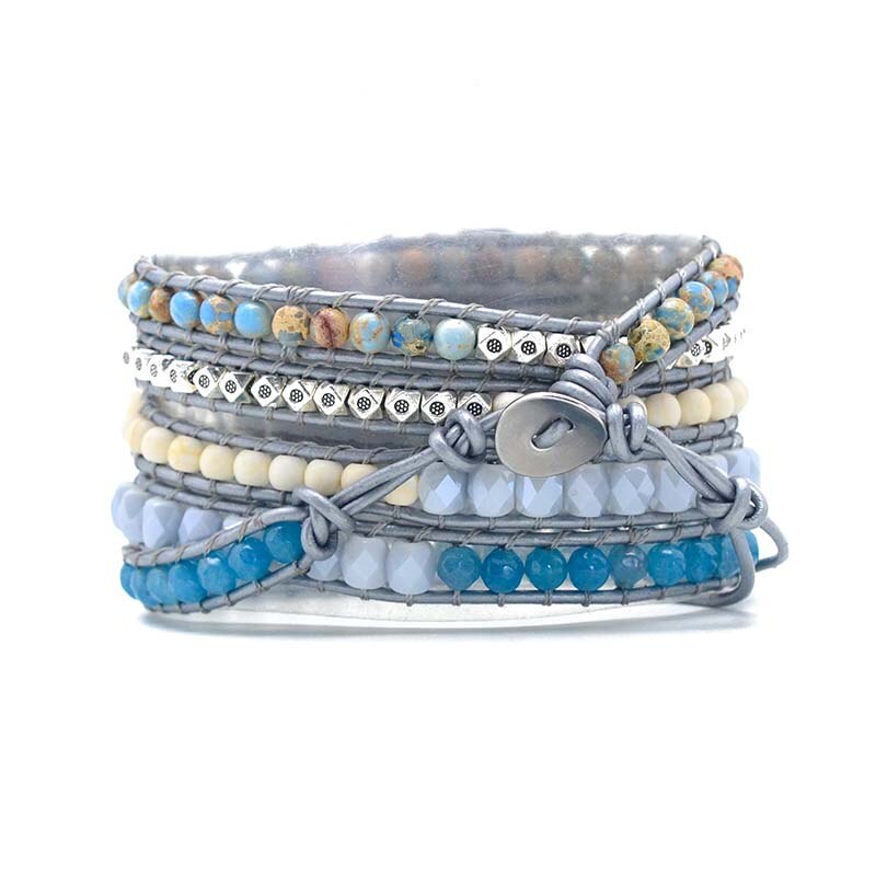 Pulseira de relógio frisado artesanal imperador pedra 5 wrap pulseira relógio de maçã pulseira de jóias atacado & dropshipping