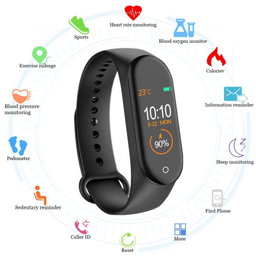 Banda inteligente rastreador de fitness smartwatch relógio inteligente pulseira freqüência cardíaca monitor de pressão arterial smartband saúde