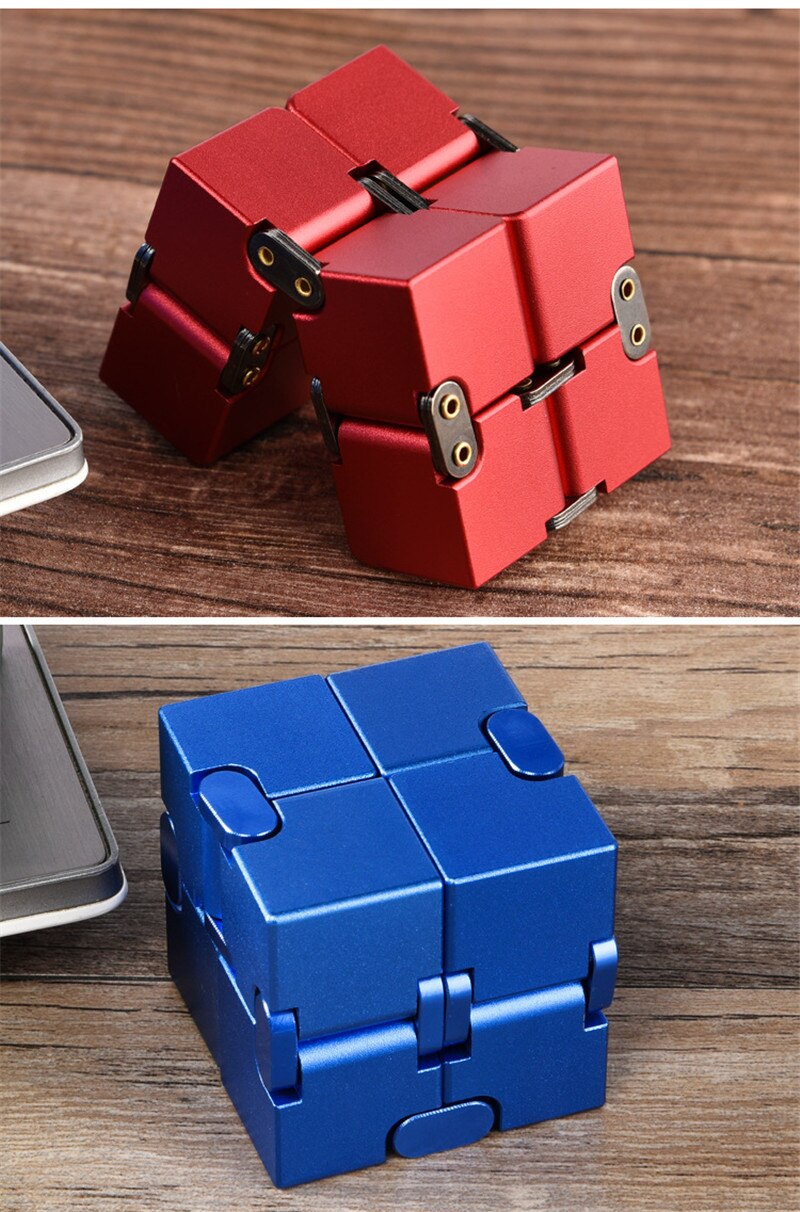 2PC aluminium oneindige cube Cube decompressie artefact, creatief speelgoed flip pocket box, geen moeite, om te beginnen