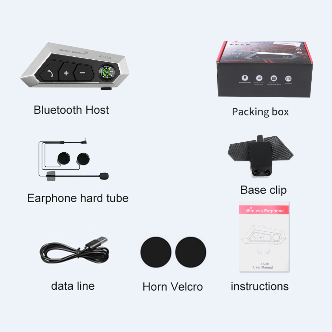 Model BT-12B Bluetooth Intercom Motorhelm Headset Draadloze Bluetooth Hoofdtelefoon Luidspreker Handsfree Intercom: With box