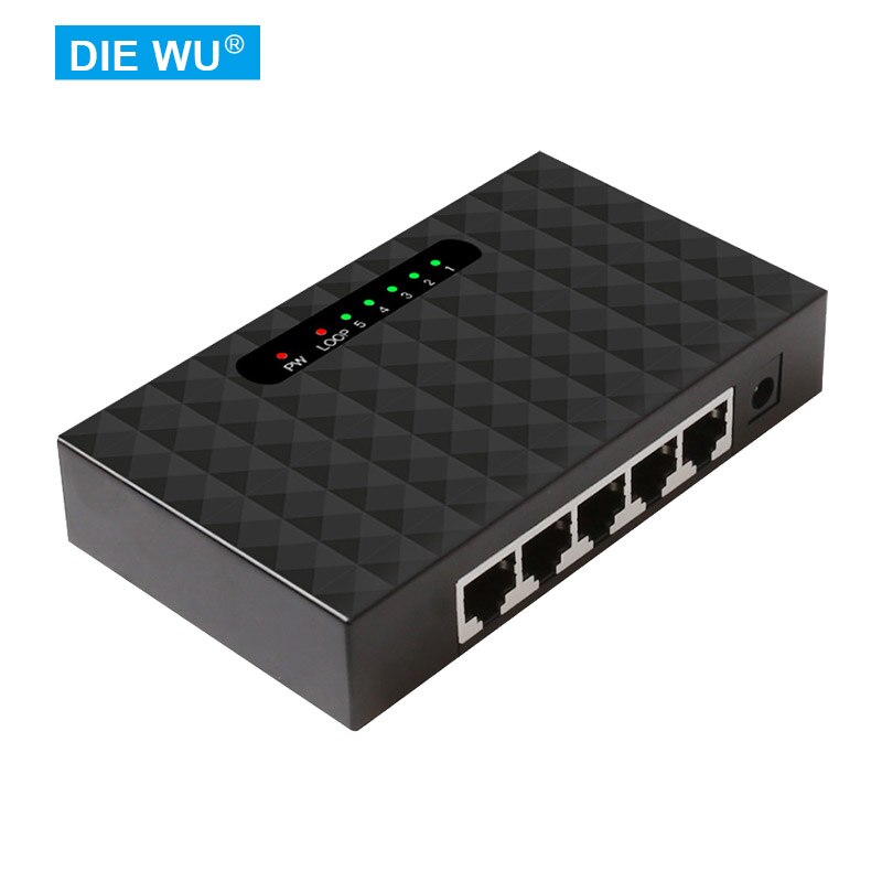 TXE042 Ethernet Switch, 5 Port Gigabit Unmanaged Metalen/Plastic Plug En Play Compact Met Loop Waarschuwing Ondersteuning 5-20V Input