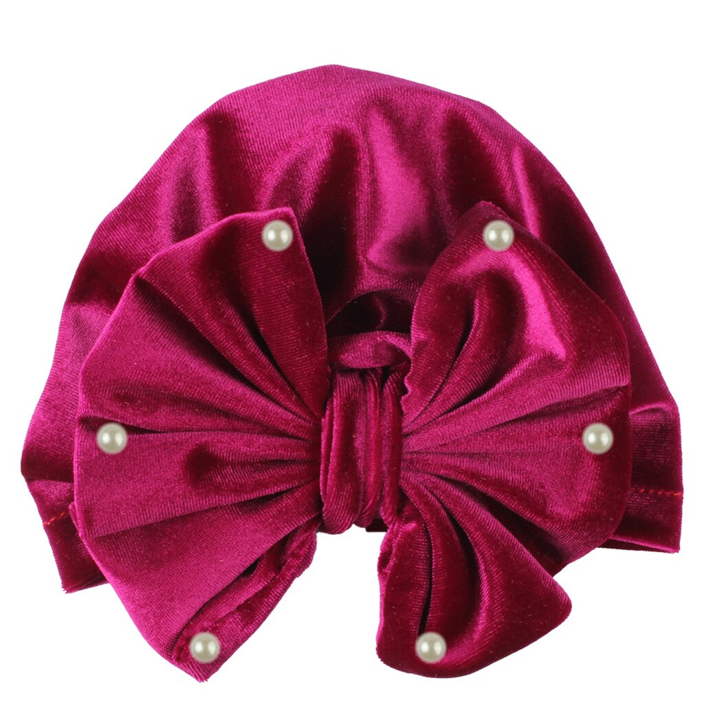Chapeau indien en velours doré pour enfants | Perles, chapeau avec nœuds, casquette pour enfants, couvre-chef pour filles, 11 couleurs, offre spéciale,: hot pink