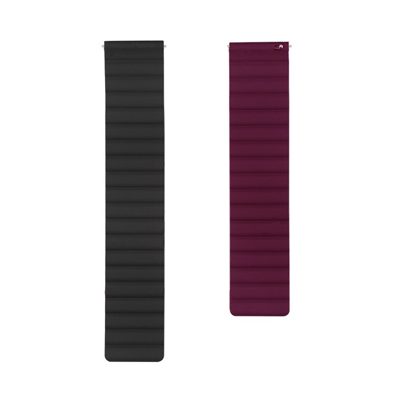 Bracelet en Silicone 20mm 22mm pour Huami Amazfit GTS3 GTS 2e 2 mini / Pace Stratos/ GTR3 GTR/Bip Lite S U, boucle magnétique: 7 Black wine red / For 22mm