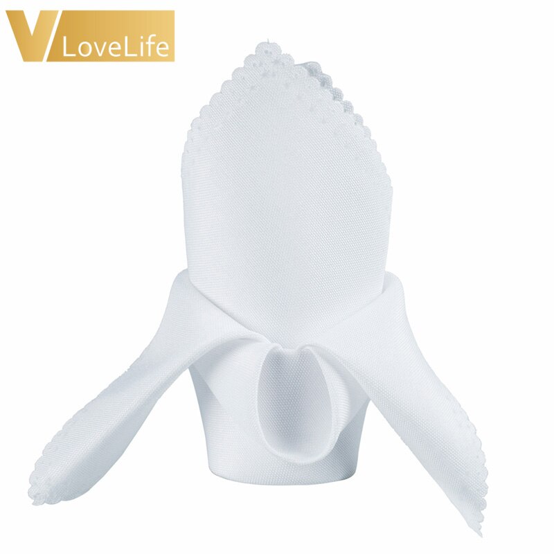 10Pcs 45x45 cm Polyester Plain Tafel Servetten Linnen Diner Zakdoeken Mond Doeken Voor Event Banket Bruiloft: white