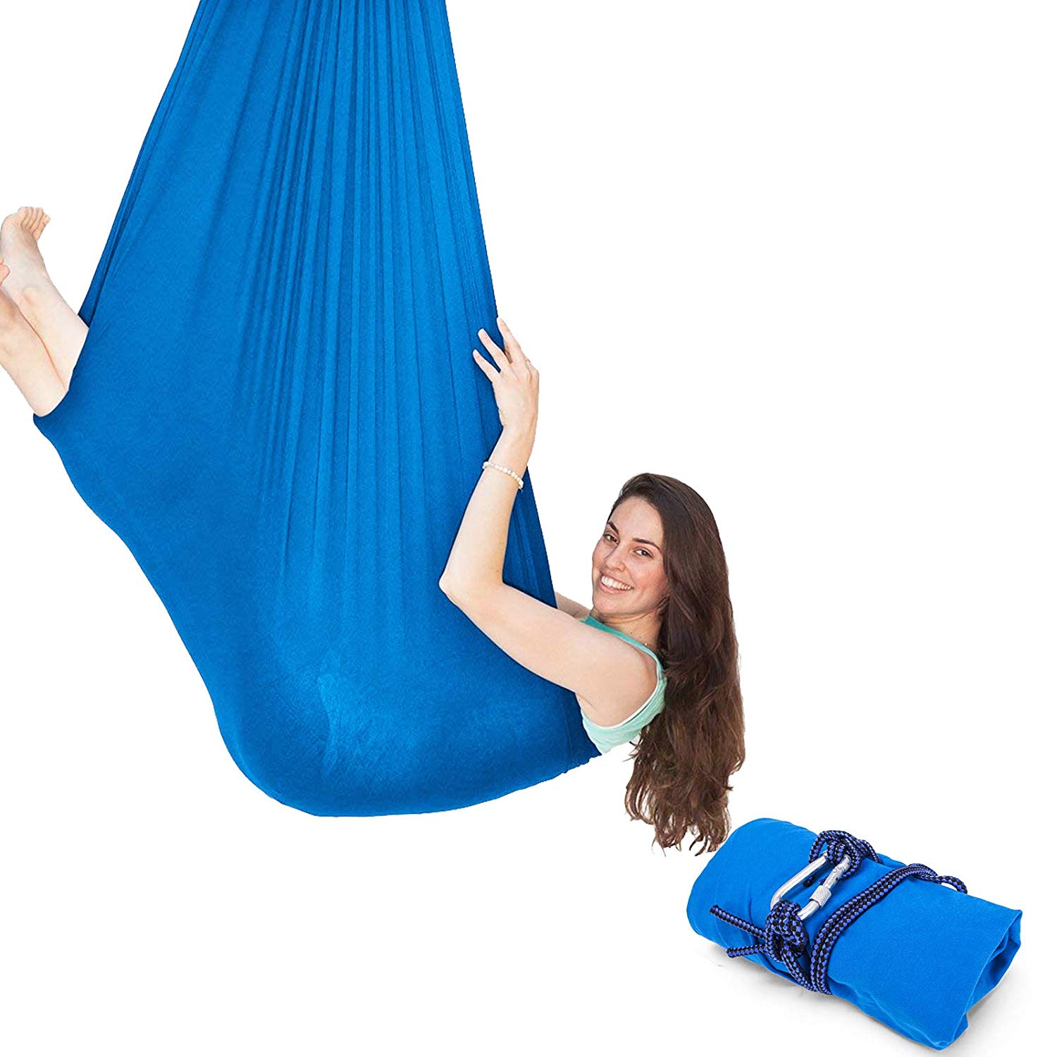 Columpio de terapia de interior para niños con necesidades especiales, Columpio de LICRA para acurrir, hamaca para niños: Azul