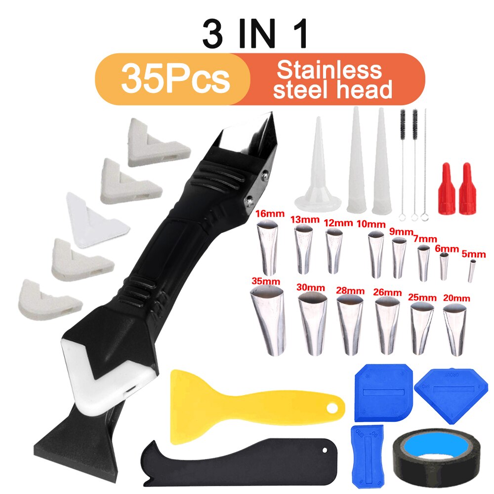 3 IN 1 Silicone Remover Caulk Finisher Peel Sealant Smooth Scraper Glass Glue Angle Scraper Tile Caulk Cleaner Angle Seam Shovel