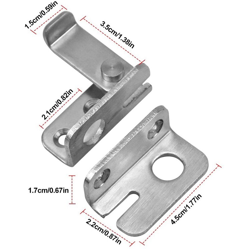 2 Pieces Door Latch Hasp Latch Lock Brushed Finish Sliding Door Buckle Thicker Gate Door Bolt Flip Latch Padlock Hasp