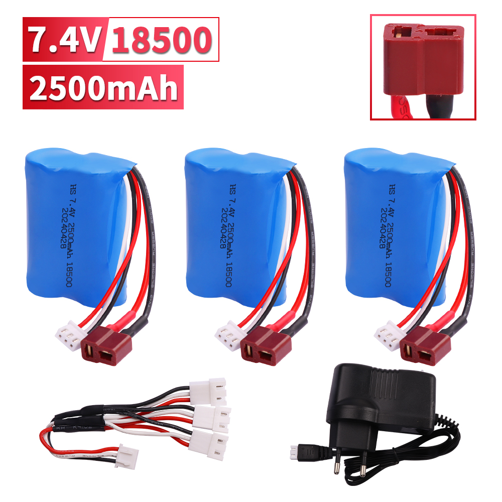 18500 2500 mAh 7.4 V batterij met Oplader Voor HBX 16889 16889A 16890 16890A SG1601 SG1602 1/16 RC vrachtwagen/auto onderdelen Batterij: WHITE