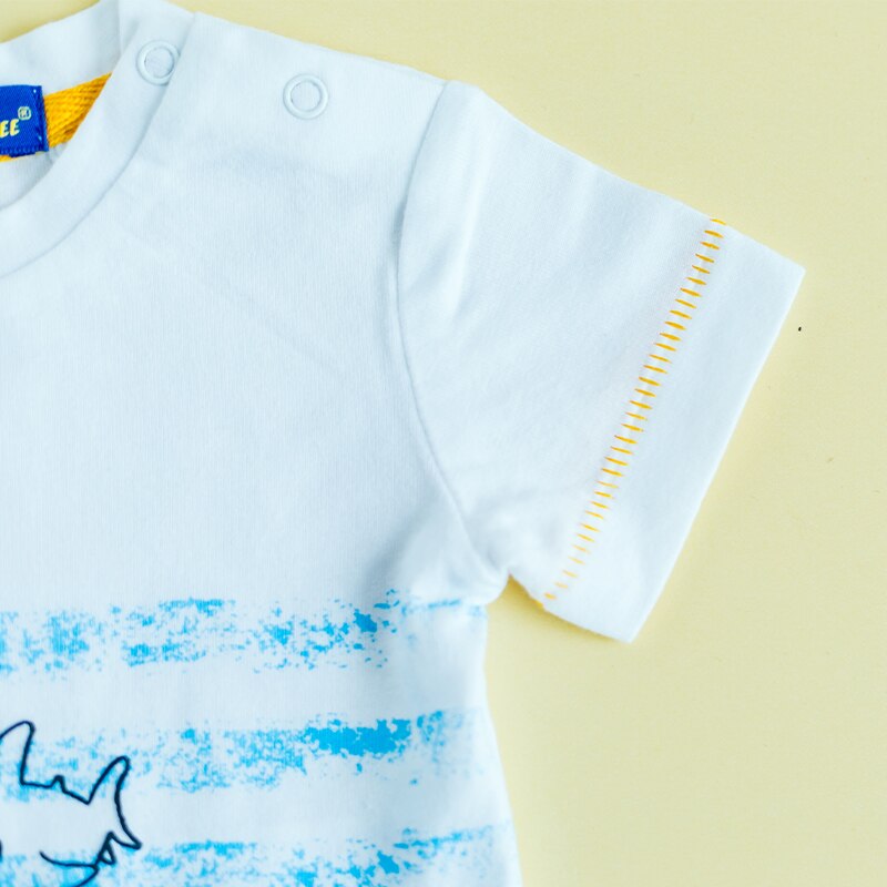 Camisetas de manga corta para bebés, Camiseta con estampado de tiburones para bebés, ropa blanca de algodón a la para niños, 1-6 meses