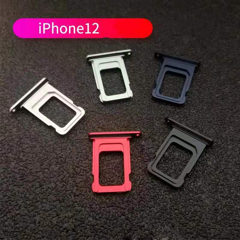 Single Or Double Sim Card Tray For iPhone 12 Black White Red Green Blue Sim Holder Slot Replacement Parts