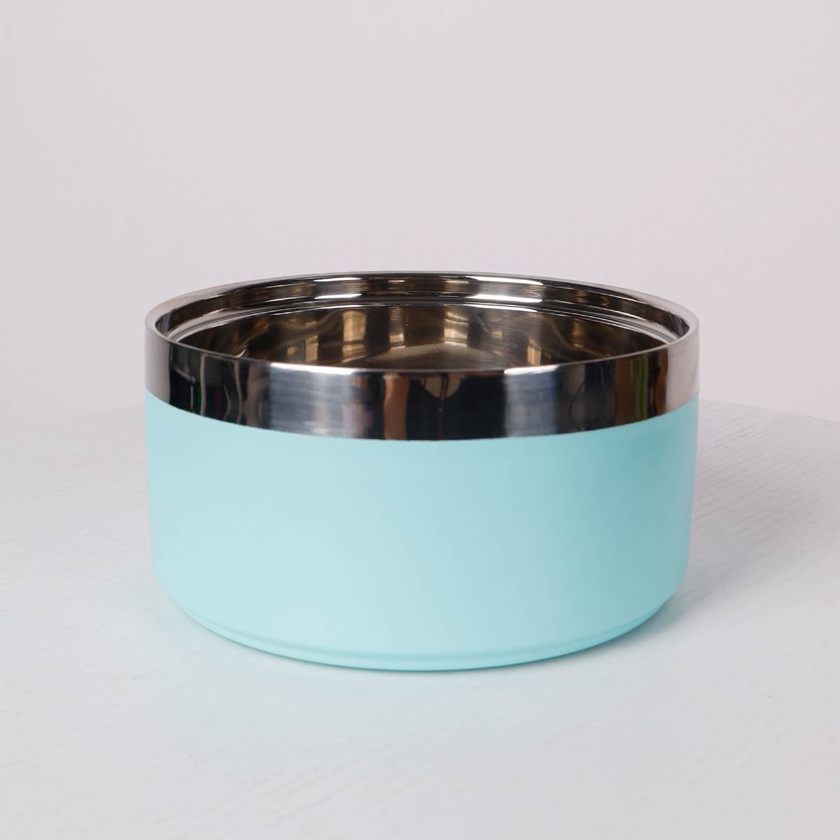 A circular stainless steel fashionable plain color anti slip pet cat bowl and dog bowl for indoor and outdoor use: S / green