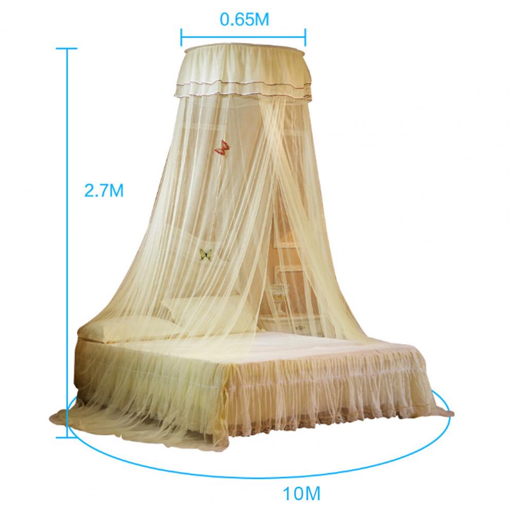 50%HOTMosquito Net Round Top Stimulation Butterfly Pin Polyester Fiber Decorative Bed Canopy for Student