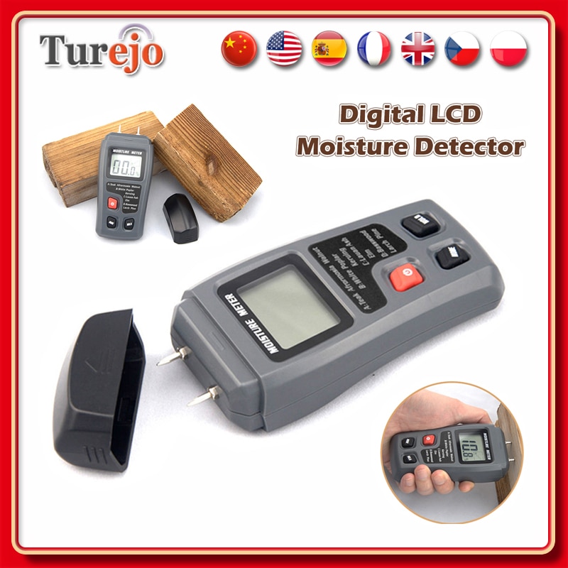 Digital Hygrometer Wood Moisture Meter Damp Humidity Meter LCD Moisture Detector Tree Density Tester Tool For Timber Plaster