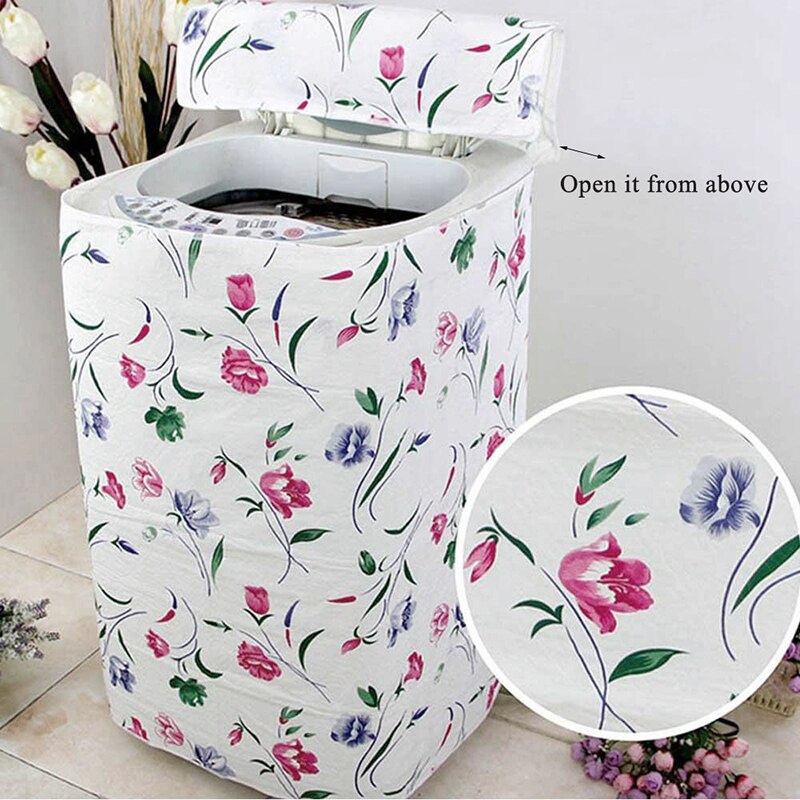 Home Washing Machine Dust Covers Protector Coat Case Storage Organization Accessories Plaid Floral Print Portable Machine Cover