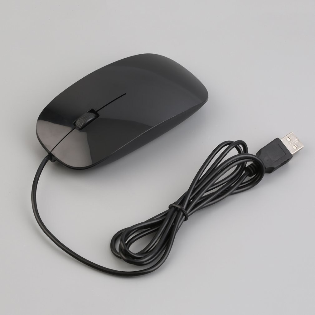 Nyeste 1200 dpi kablet optisk mus ultra slanke mus usb til pc laptop sort hvid: Sort