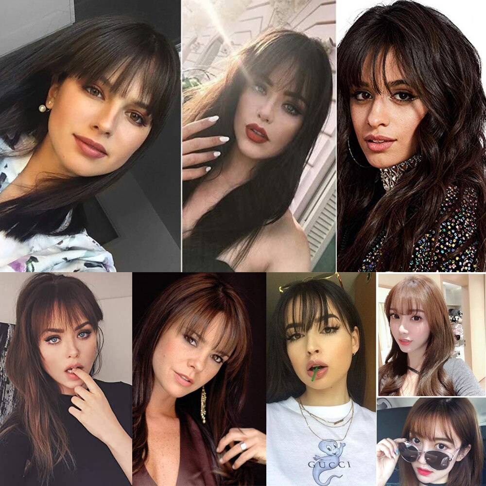 Flequillo de aire 3D con dos lados largos para mujer tejido a mano Invisible negro sin costuras marrón Neat Bangs