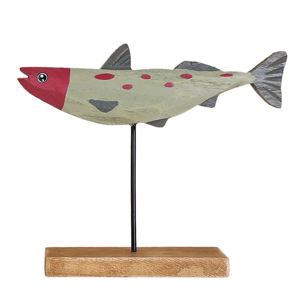 Christmas Fish Decor Cartoon Christmas Ornament Wooden Fish Desktop Adornment: Grey