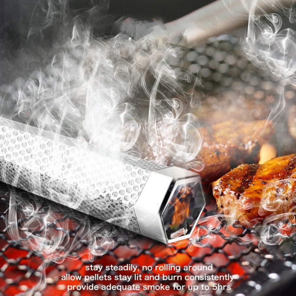 6/12inch BBQ Grill Cold Smoker Mesh Tube Eco-friendly Rust-proof Stainless Steel BBQ Pellet Smoker Tube Accessories for Home
