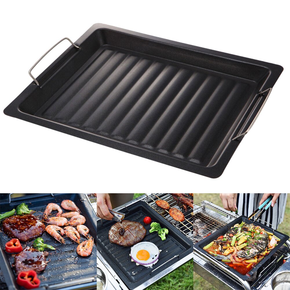 BBQ Grill Basket Vegetable Meat Holder Anti-rust Roasting Tin Barbecue Pan Nonstick Fry Barbecue Liner Sheet Cooking Oil Pad