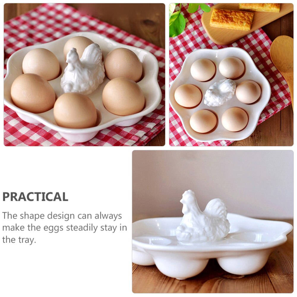 Ceramic Chicken Egg Tray Smooth Surface Egg Holder Multi-purpose Egg Holder