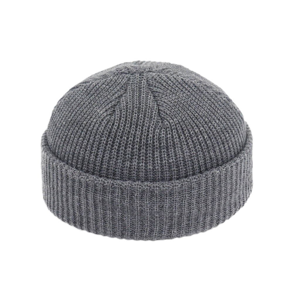 Mode Mannen Beanie Knit Hoeden Jongen Skullcap Sailor Caps Manchetten Retro Navy Korte Hoed Effen Kleur Unisex Winter Warm Cap roll-Up Rand: 7