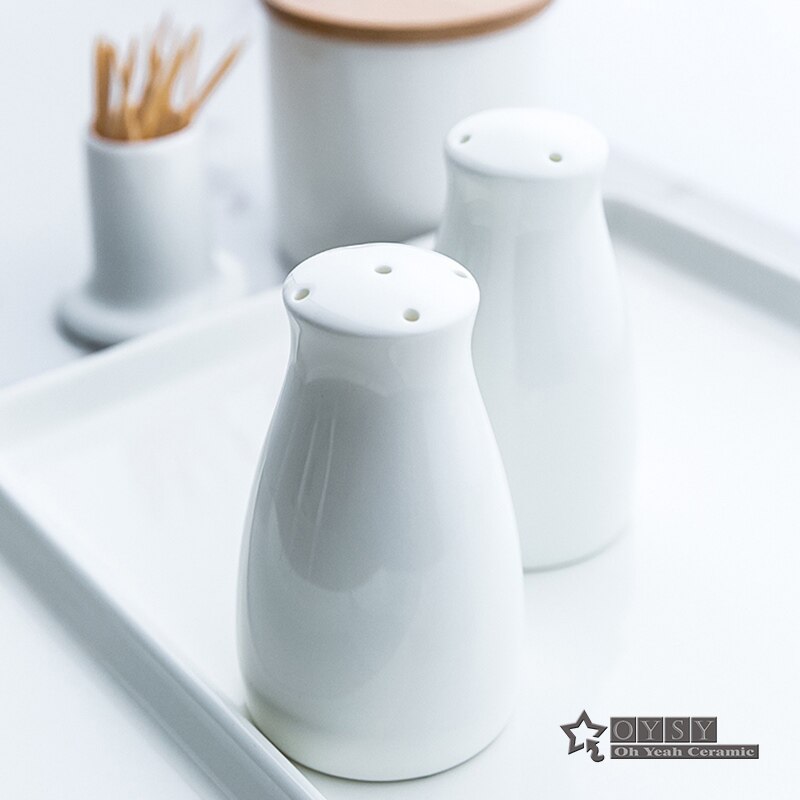 Coctelera de porcelana para sal y pimienta, hueso blanco puro de china, botella de sal, pimienta, hueso de china,