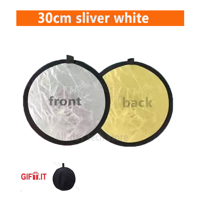 30cm 2-em-1 mini refletor fotografia ao vivo iluminação foto filler placa portátil refletor foto studio fotografia acessório: 30cm gold  silver