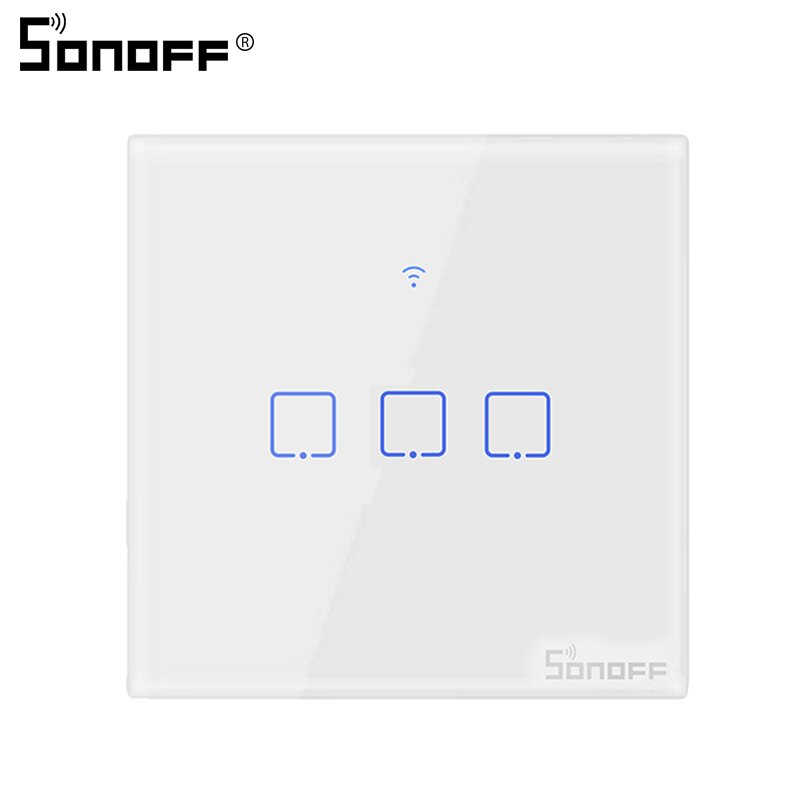 SONOFF TX/T2 EU/UK Inteligentny Włącznik Ścienny - 1/2/3-kanałowy, Sterowanie Głosowe, Wi-Fi, RF: T2 UK 3C