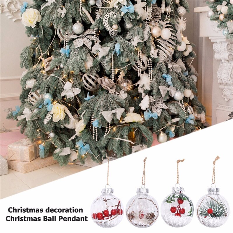 Jul gennemsigtig hængende kugle træ hængende vedhæng hjem dekorationer plastik klar ornament diy fest forsyninger kugler