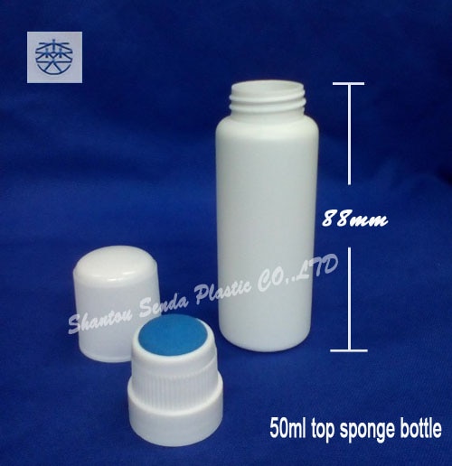 20 stks/partij 50 ML Plastic Flessen met Spons Applicator PP, blauwe spons fles, vloeibare fles, 50 ml applicator fles