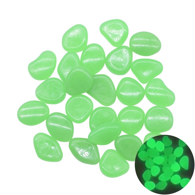 50Pcs Glow In The Dark Pebbles Glow Stones Rocks For Walkways Garden Path Patio Lawn Garden Yard Decoration Luminous Stones: Light Green