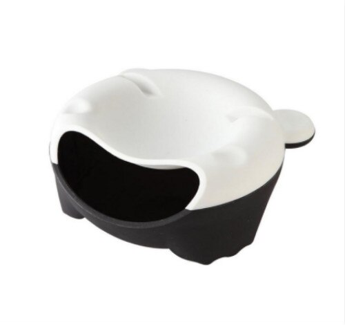 Snack Bowl with Shell Holder, Cute Bear Double Dish Nut Bowl With Cellphone Holder Slot for Pistachio, Peanuts, Sunflower Seed,: White and Black