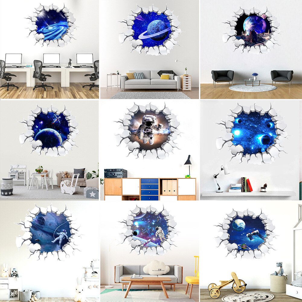 3D gwiazda planeta zepsuta ściana naklejki pokój dziecięcy astronauta strona główna tapeta z dekorem dekoracja pokoju nastolatka artystyczna robić sypialni naklejki ścienne