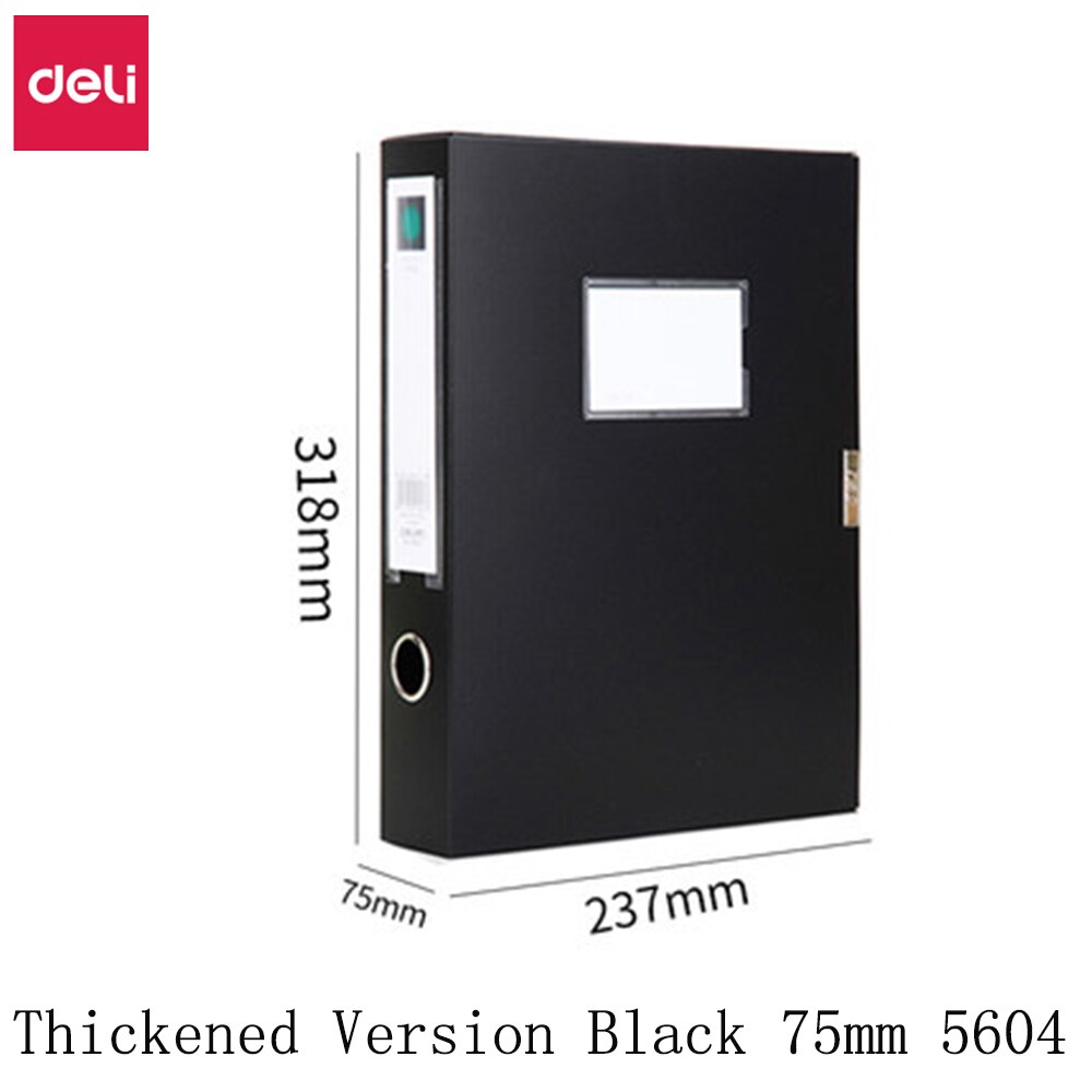 Deli filboks  a4 filboks klebrig databoks mappe lagringsboks filsett multispesifikasjoner stor kapasitet lagringsfilassistent: Fortykket svart 75mm