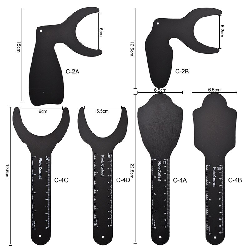 6 Pcs Dental Orthodontische Zwarte Achtergrond Board Foto Afbeelding Contrast Board Oral Cheek Plaat Met Schaal Mark Autoclaveerbaar Gereedschap: Default Title